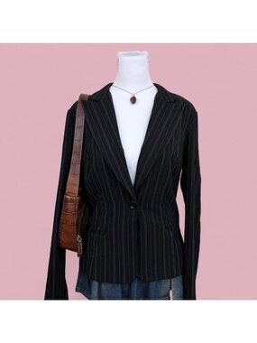 y2k Black blue pinstripe blazer